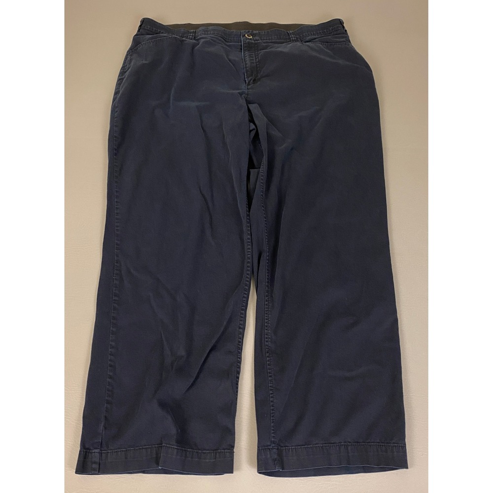 Catherines Pants Plus Size 20W Navy Blue Straight Leg Chino Stretch Waistband